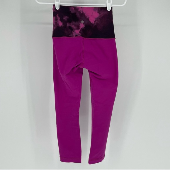 LULULEMON WUNDER UNDER CROP LEGGINGS HIGH RISE FULL ON LUON RASPBERRY BLACK 2 - Picture 7 of 10